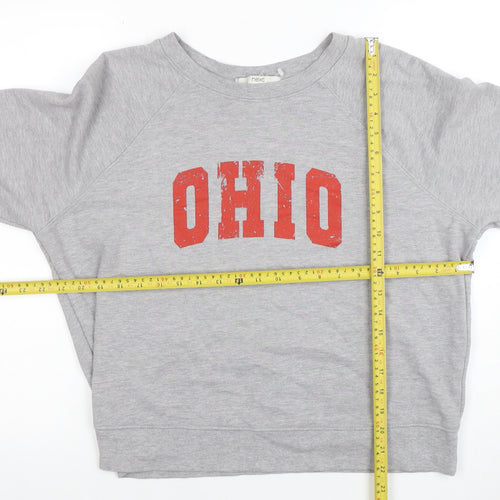 Next Womens Grey Graphic 'Ohio' Sweatshirt Size L Cotton Blend