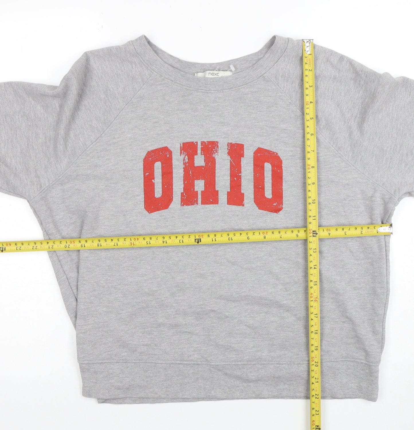 Next Womens Grey Graphic 'Ohio' Sweatshirt Size L Cotton Blend