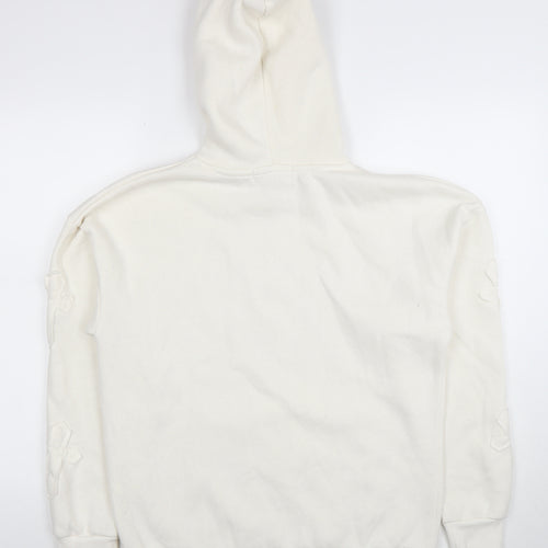 Paris Women’s Ivory Hoodie UK 8 Small Pullover Cross Detail Cotton Blend