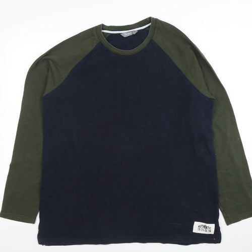 Nutmeg Men’s Blue & Green Long Sleeve Crew Neck Pullover Sweatshirt Size L