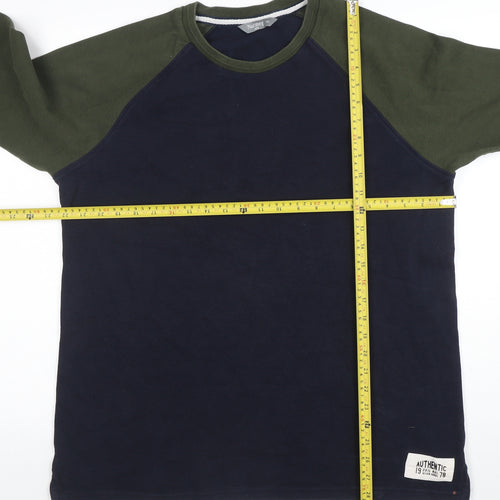 Nutmeg Men’s Blue & Green Long Sleeve Crew Neck Pullover Sweatshirt Size L