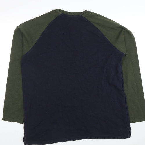 Nutmeg Men’s Blue & Green Long Sleeve Crew Neck Pullover Sweatshirt Size L