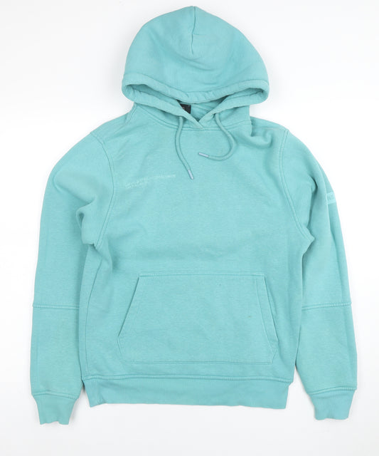 River Island Mens Blue Pullover Hoodie XS Logo Graphic Fleece