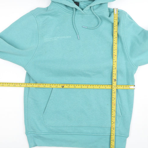 River Island Mens Blue Pullover Hoodie XS Logo Graphic Fleece