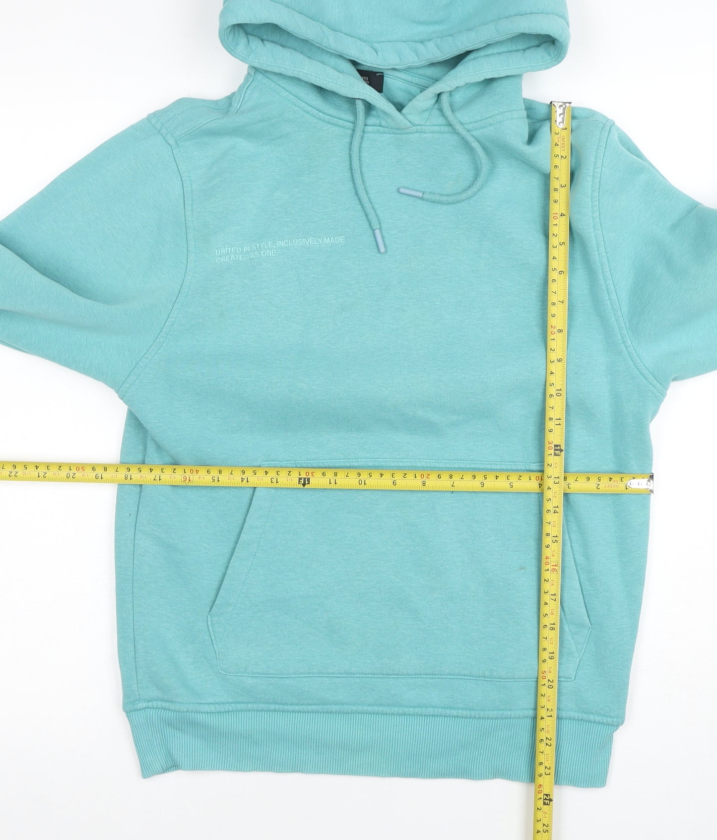 River Island Mens Blue Pullover Hoodie XS Logo Graphic Fleece