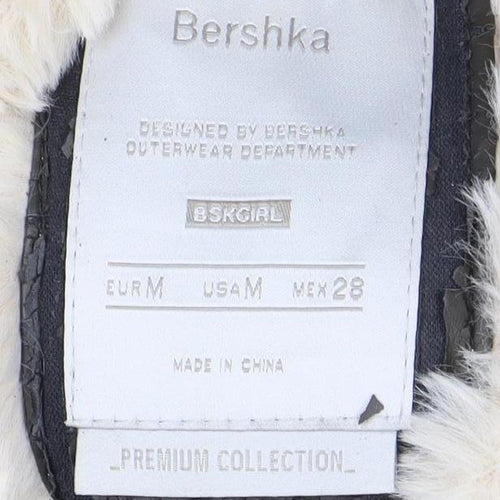 Bershka Women Green Faux Fur Hooded Parka Jacket Size 10