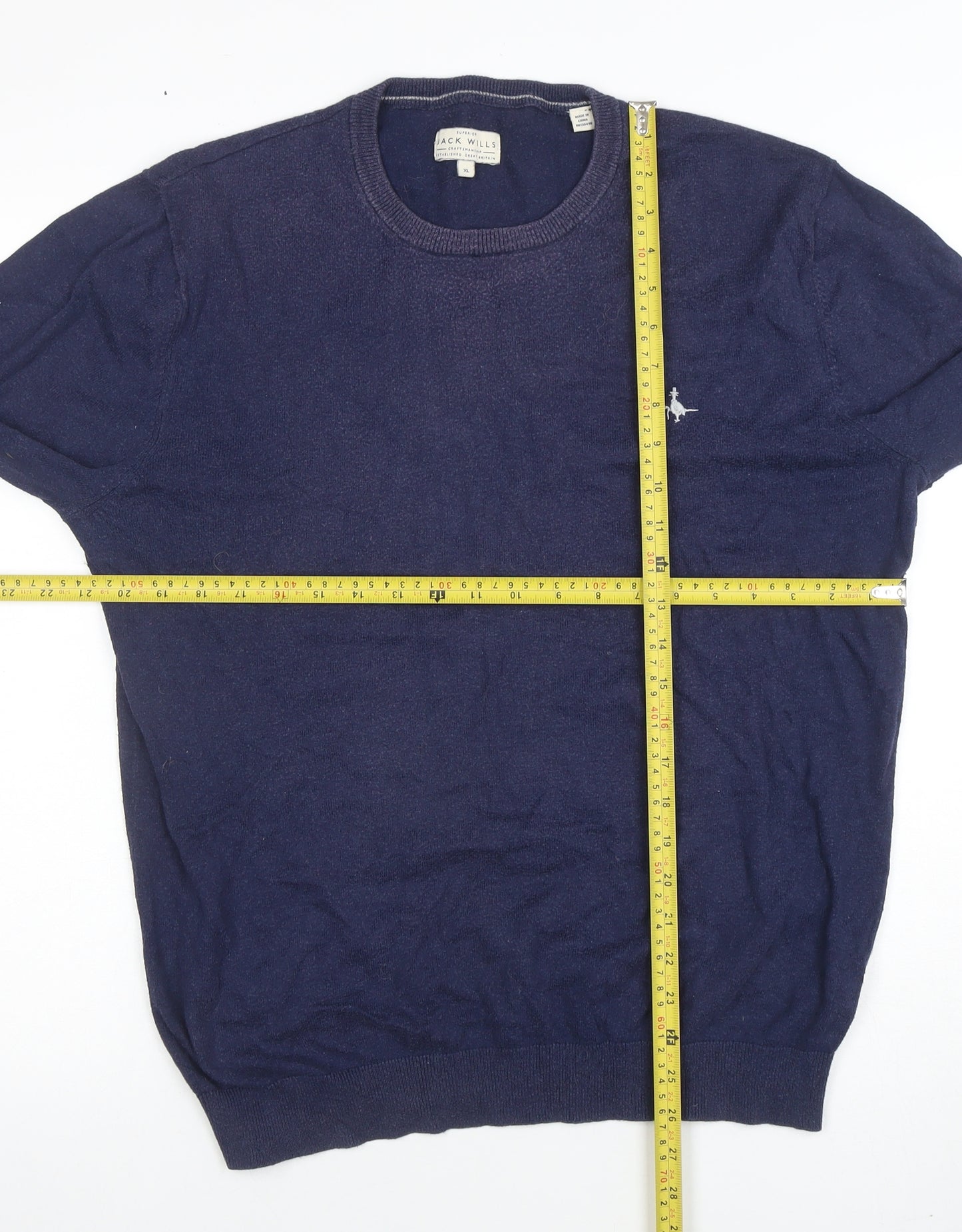 Jack Wills Men's Blue XL Crew Neck Cotton Cashmere Jumper