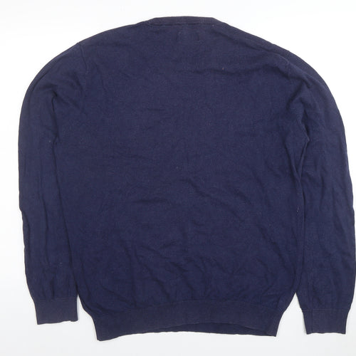 Jack Wills Men's Blue XL Crew Neck Cotton Cashmere Jumper