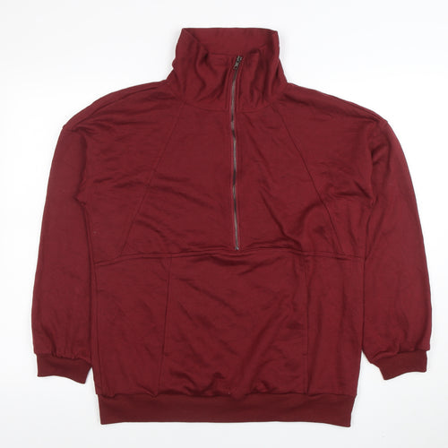 PrettyGarden Men’s Red Half Zip High Neck Sweatshirt Size M