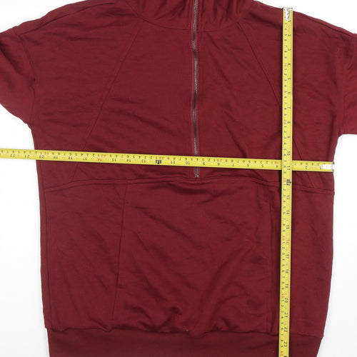 PrettyGarden Men’s Red Half Zip High Neck Sweatshirt Size M