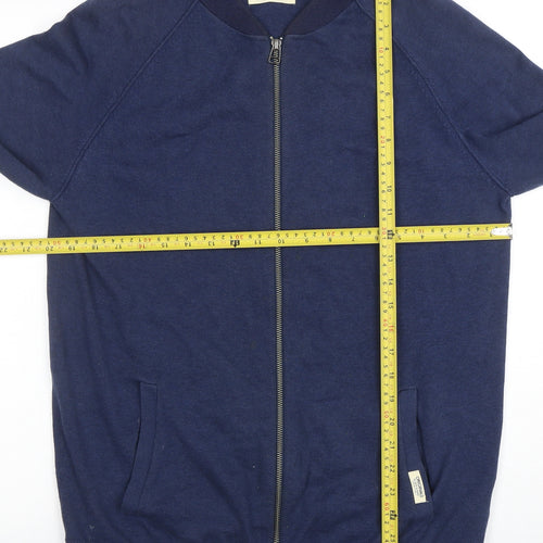 Jack & Jones Men's Blue Full Zip Cotton Blend Sweatshirt M