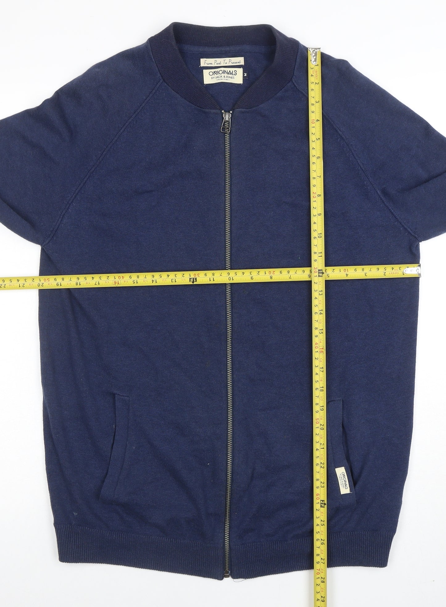 Jack & Jones Men's Blue Full Zip Cotton Blend Sweatshirt M