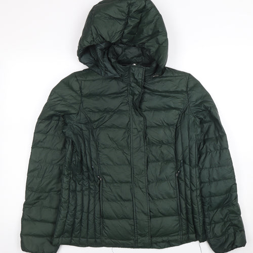 32 Degrees Heat Women's Green Puffer Jacket M Hooded Down-Filled Lightweight