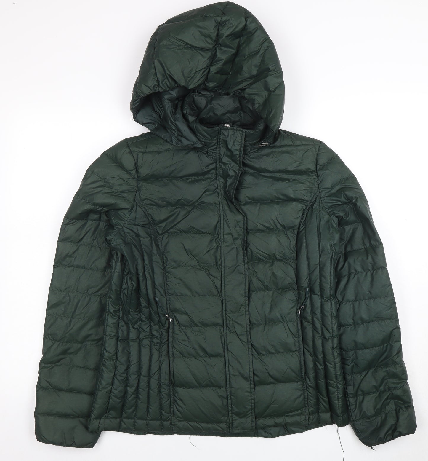 32 Degrees Heat Women's Green Puffer Jacket M Hooded Down-Filled Lightweight