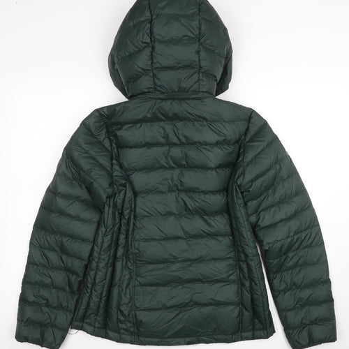 32 Degrees Heat Women's Green Puffer Jacket M Hooded Down-Filled Lightweight