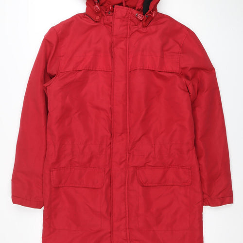 Cotton Traders Women’s Red Parka Jacket Size S Hooded Water Resistant