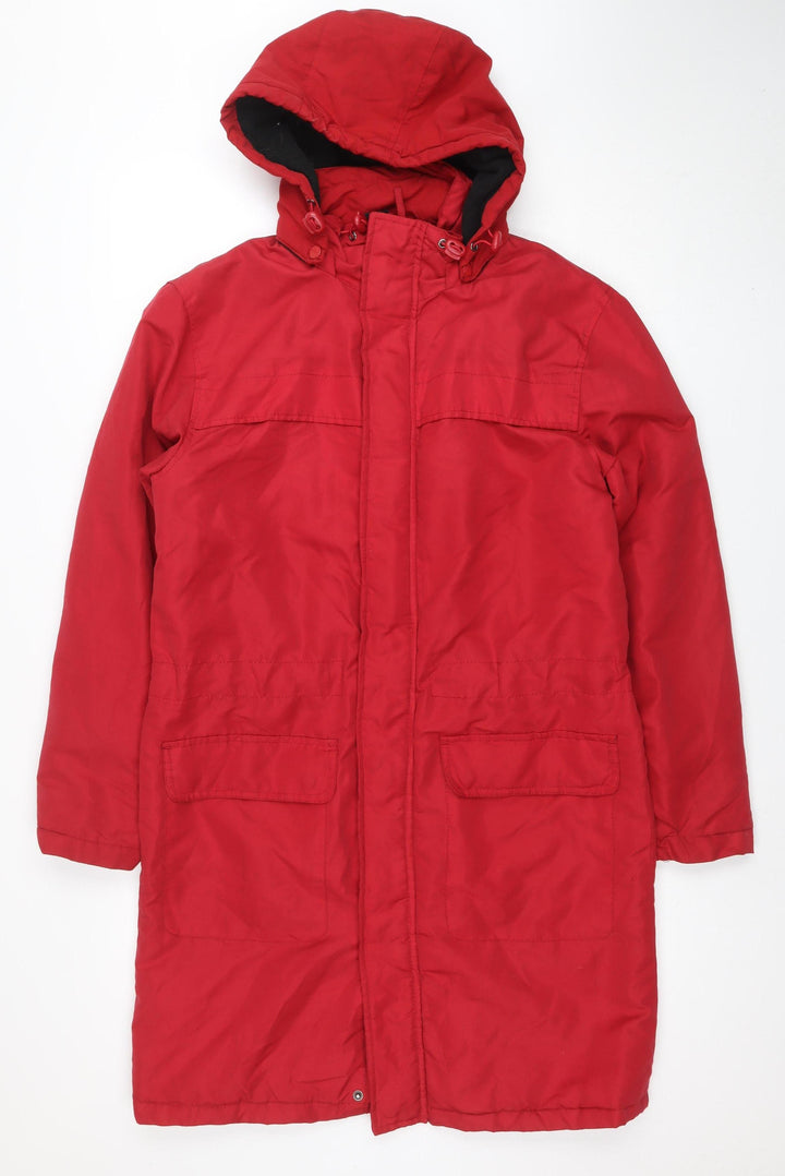 Cotton Traders Women’s Red Parka Jacket Size S Hooded Water Resistant