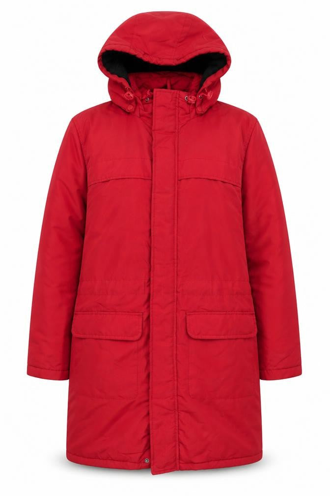 Cotton Traders Women’s Red Parka Jacket Size S Hooded Water Resistant