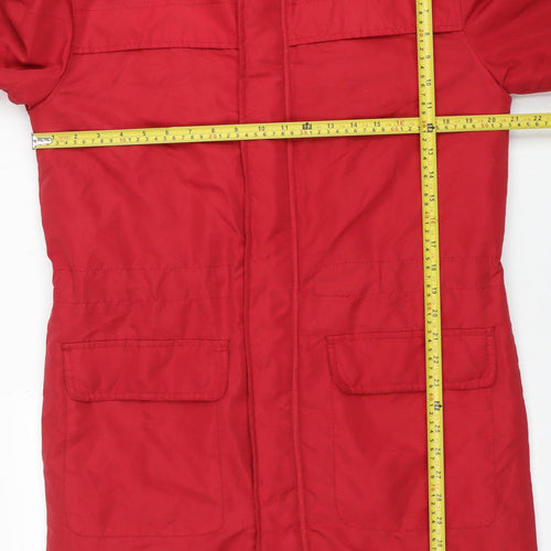 Cotton Traders Women’s Red Parka Jacket Size S Hooded Water Resistant