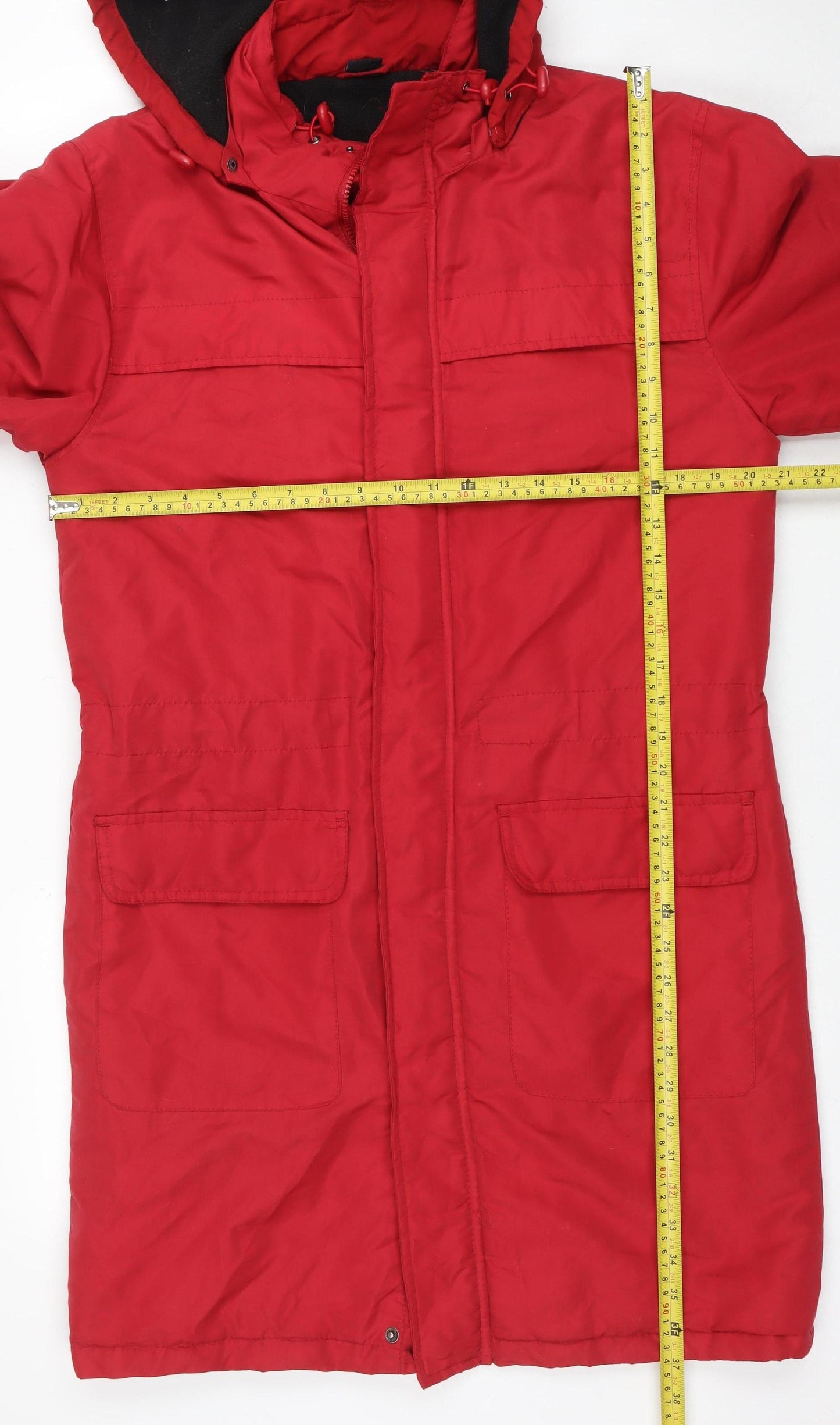 Cotton Traders Women’s Red Parka Jacket Size S Hooded Water Resistant