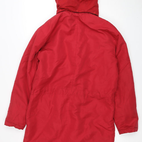 Cotton Traders Women’s Red Parka Jacket Size S Hooded Water Resistant