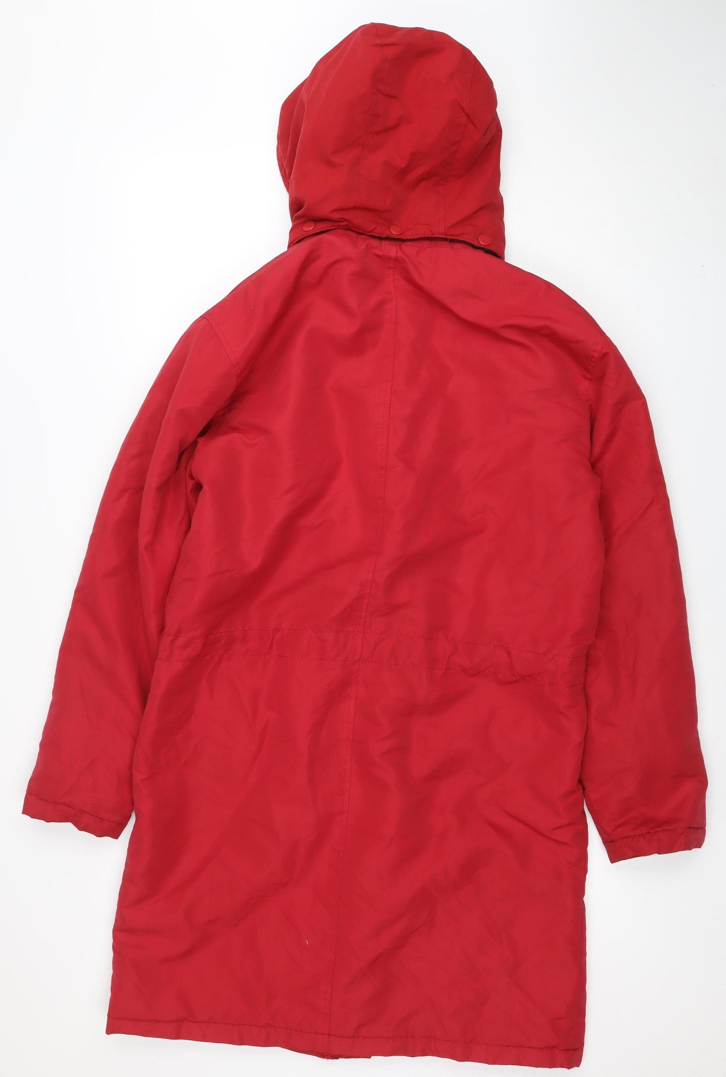 Cotton Traders Women’s Red Parka Jacket Size S Hooded Water Resistant