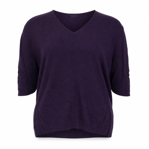 Topshop Women’s Purple V-Neck Relaxed Fit 3/4 Sleeve Knit Jumper Size 16