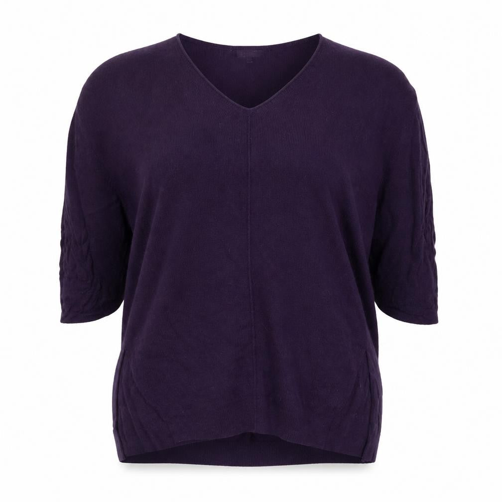 Topshop Women’s Purple V-Neck Relaxed Fit 3/4 Sleeve Knit Jumper Size 16