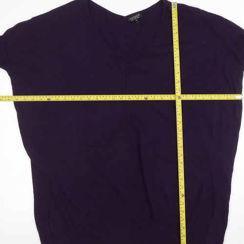 Topshop Women’s Purple V-Neck Relaxed Fit 3/4 Sleeve Knit Jumper Size 16