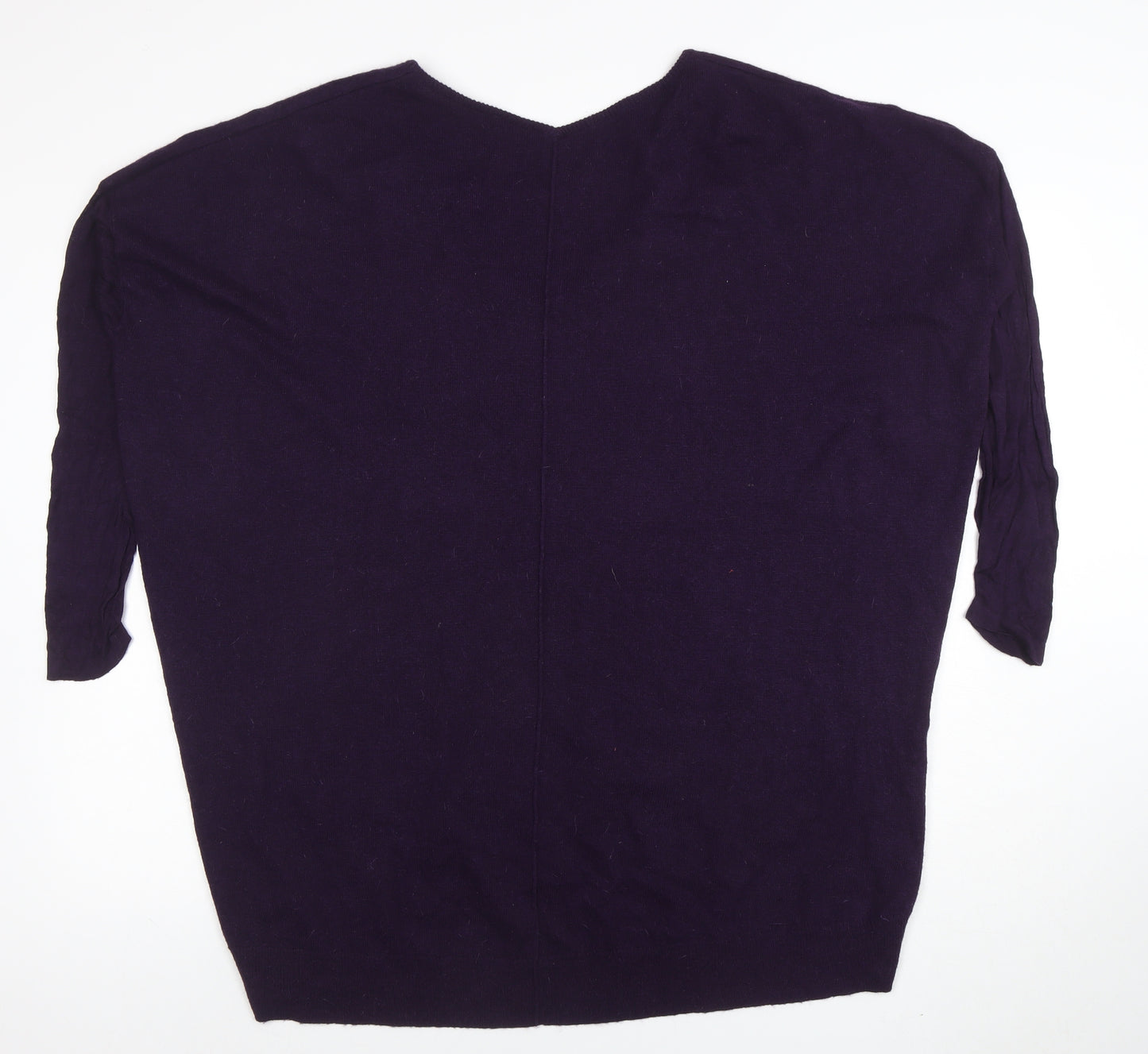 Topshop Women’s Purple V-Neck Relaxed Fit 3/4 Sleeve Knit Jumper Size 16