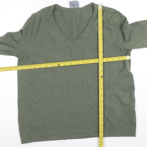 DREAMS Womens Green V-Neck Long Sleeve Pullover Jumper M/L