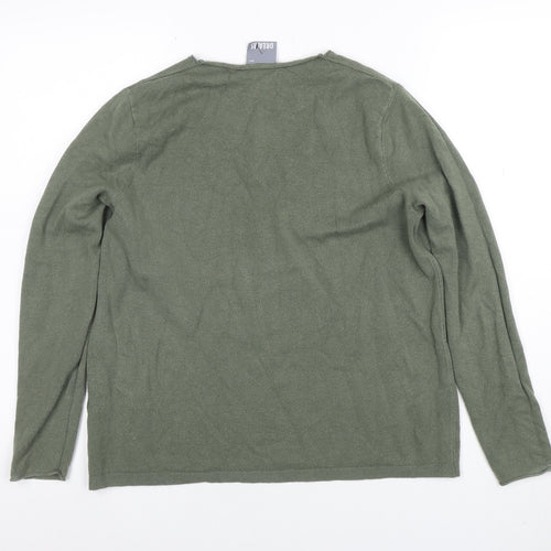 DREAMS Womens Green V-Neck Long Sleeve Pullover Jumper M/L