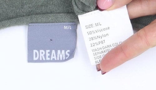 DREAMS Womens Green V-Neck Long Sleeve Pullover Jumper M/L