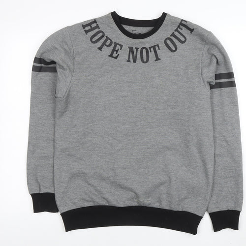 Hope Not Out Men's Grey Crew Neck Graphic Sweatshirt M