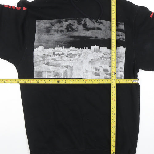 H&M Divided Men's Black XS Pullover Hoodie with City Graphic Print