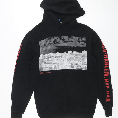 H&M Divided Men's Black XS Pullover Hoodie with City Graphic Print