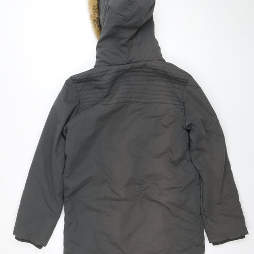 FatFace Girls Grey 12-13 Years Hooded Faux Fur Trim Winter Parka Coat