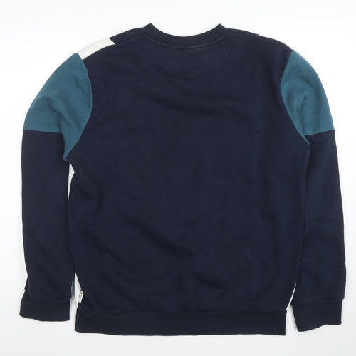 Easy Men's Navy Blue Colourblock Sweatshirt Medium Crew Neck Cotton Blend