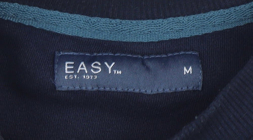 Easy Men's Navy Blue Colourblock Sweatshirt Medium Crew Neck Cotton Blend
