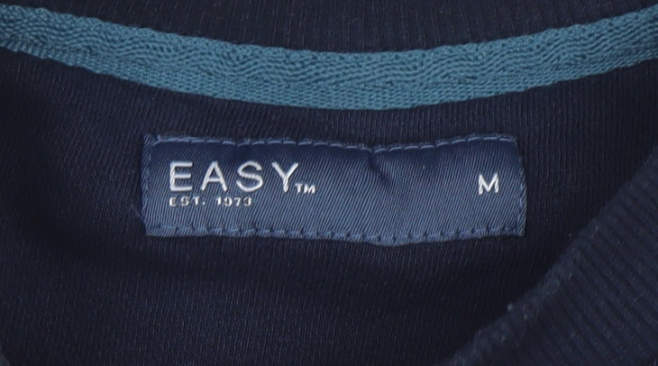 Easy Men's Navy Blue Colourblock Sweatshirt Medium Crew Neck Cotton Blend