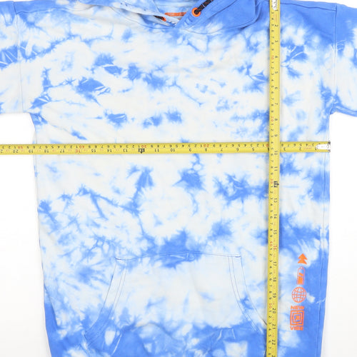 F&F Boys Blue Tie-Dye Short Sleeve Pullover Hoodie Age 13-14 Years