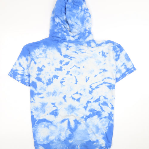 F&F Boys Blue Tie-Dye Short Sleeve Pullover Hoodie Age 13-14 Years
