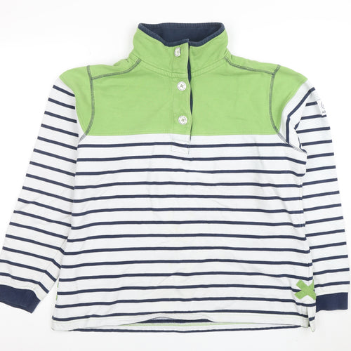 Lazy Jacks Women’s Blue Striped Collared Button-Up Jersey Top Size 14