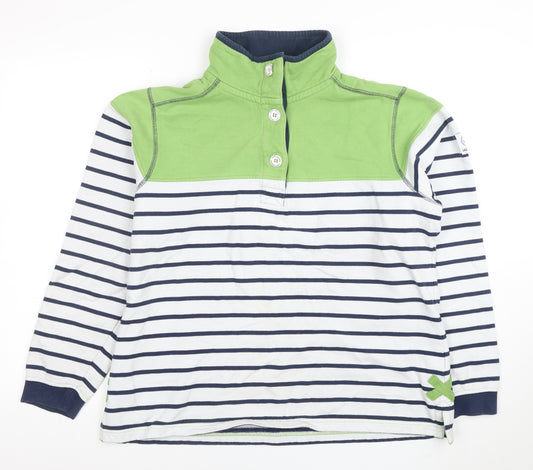 Lazy Jacks Women’s Blue Striped Collared Button-Up Jersey Top Size 14