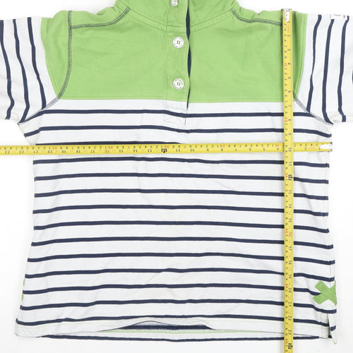 Lazy Jacks Women’s Blue Striped Collared Button-Up Jersey Top Size 14