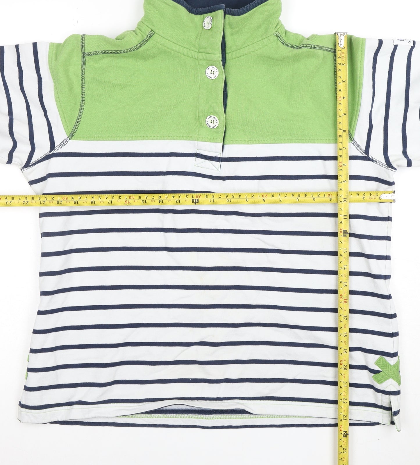 Lazy Jacks Women’s Blue Striped Collared Button-Up Jersey Top Size 14