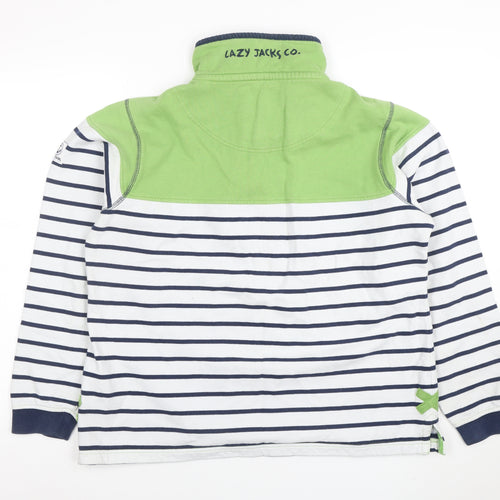 Lazy Jacks Women’s Blue Striped Collared Button-Up Jersey Top Size 14