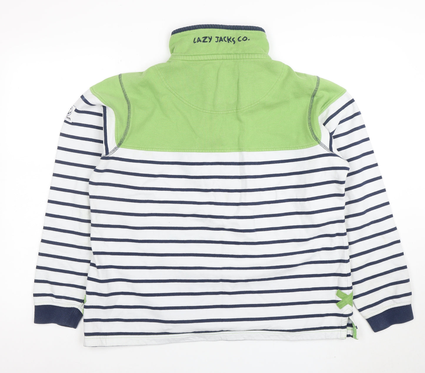 Lazy Jacks Women’s Blue Striped Collared Button-Up Jersey Top Size 14