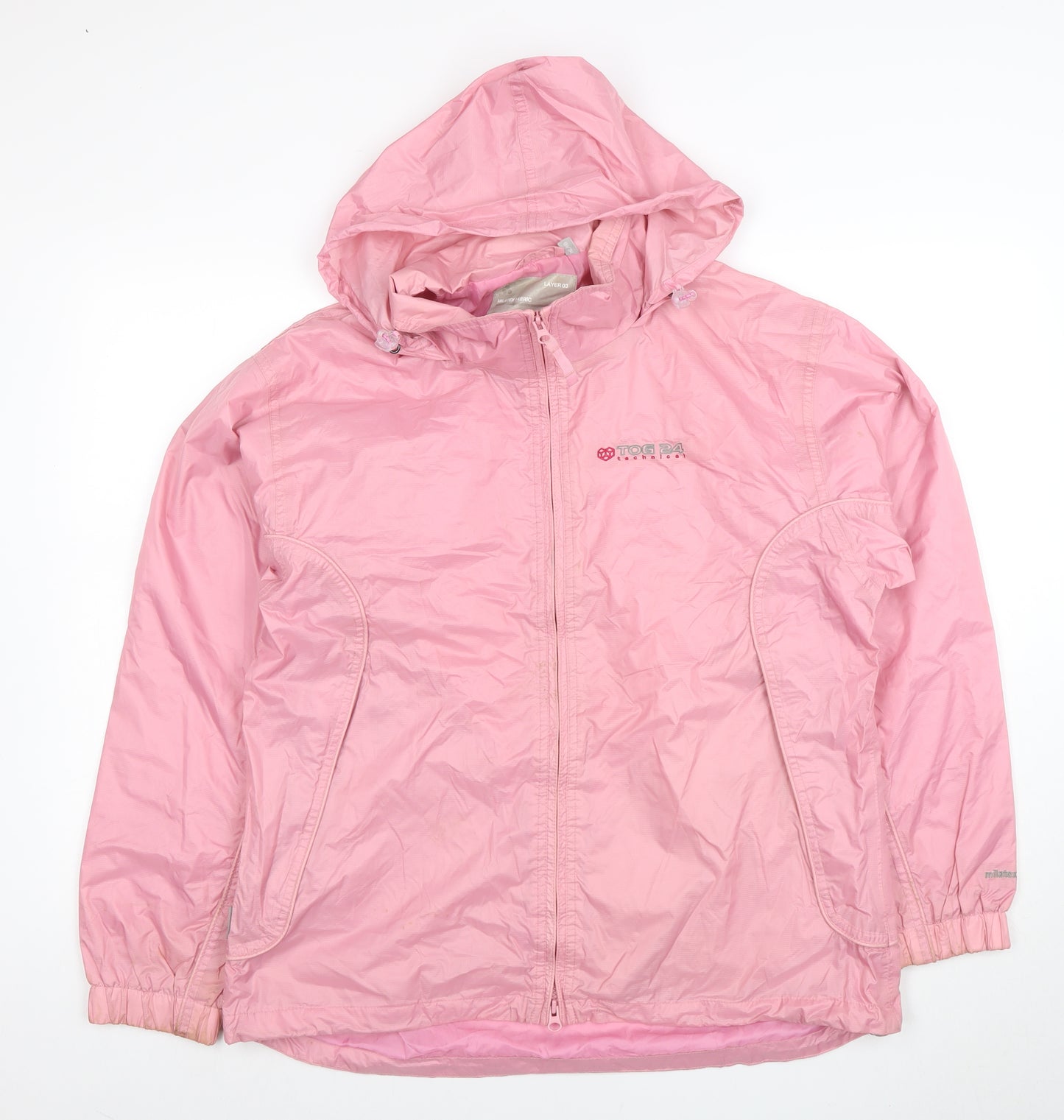 TOG24 Womens Pink Hooded Lightweight Waterproof Jacket Size 16