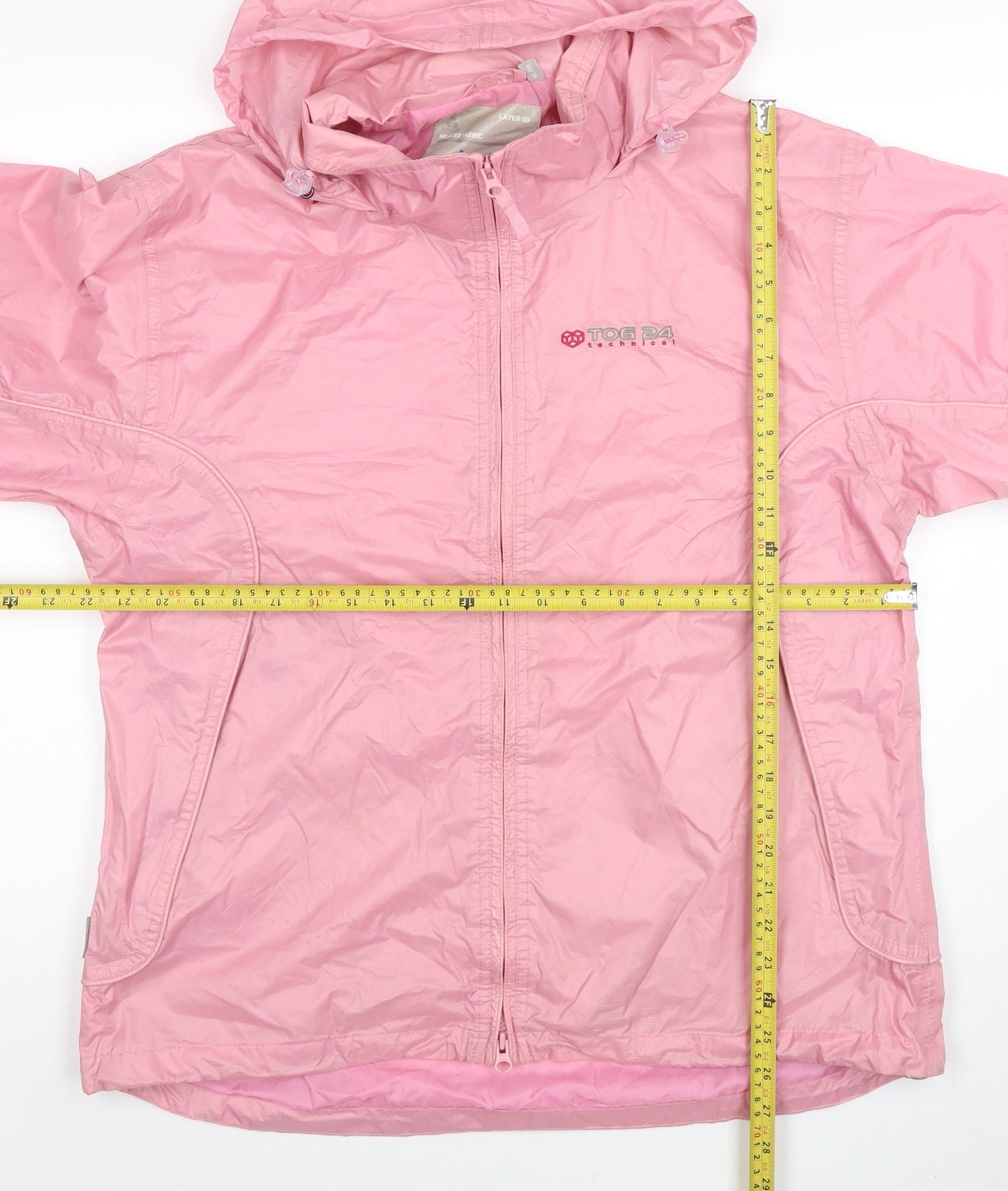 TOG24 Womens Pink Hooded Lightweight Waterproof Jacket Size 16